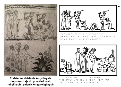 Photo no. 7 (7)
                                                         Podstępne działania Antychrysta doprowadzają do prześladowań religijnych i palenia ksiąg religijnych
                            